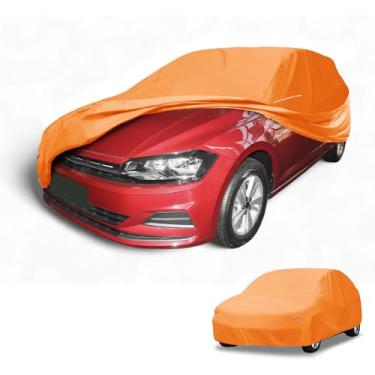 Imagem de Partuto 1 peça capa universal para carro à prova d'água para todos os climas, automotiva, externa, anti-UV, proteção contra chuva e chuva, cobertura externa completa 190T-PU laranja adequada para