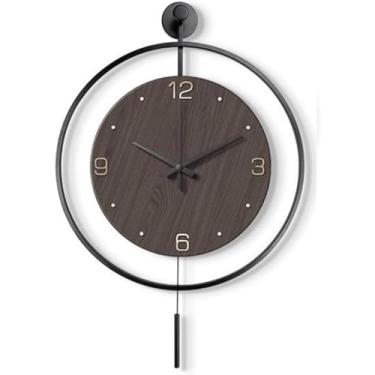 Imagem de Relógios de parede grandes para decoração de sala de estar, relógio de parede operado por bateria, relógio de quartzo de metal decorativo moderno com pêndulo para quarto, escritório, cozinha,