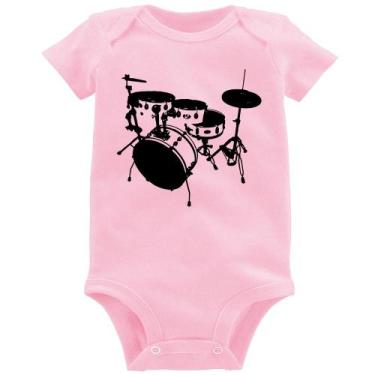 Imagem de Body Bebê Bateria Música Baterista - Foca na Moda, Rosa bebê, GG