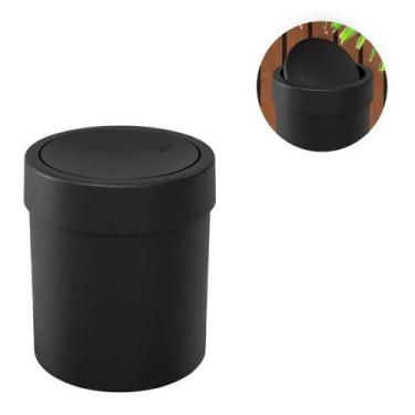 Imagem de Lixeira Cesto Lixo 5 Litros Tampa Basculante Multiuso Coza, Preto