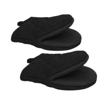 Imagem de MYCENSE 2pcs mini luvas de maconha de maconha luvas de cozinha hangável para churrasco de microondas grelhar, Preto