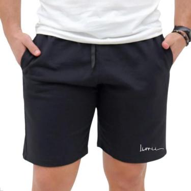 Imagem de Bermuda Moletom Masculina Techmalhas com estampa Livrii pequena, Preto