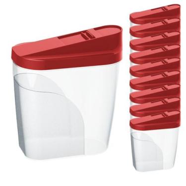 Imagem de Kit 10 Farinheiras Açucareira Porta Sabão Preto Vermelho - Uninjet, Ve