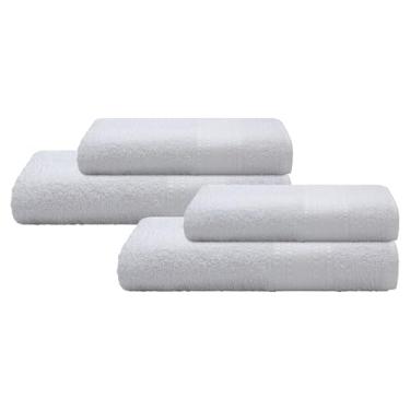 Imagem de Camesa by Gato Panda Jogo de Toalhas 4 Peças Linea - 99% Algodão e 1% Poliéster - 2 Toalhas de Banho (62x120cm) e 2 de Rosto (45x70cm), Toque Macio e Alta Absorção (265g/m²) Custo-Benefício (Branco)