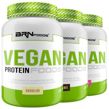 Imagem de Kit 3x Vegan 900g - BRN Foods (Médio, Baunilha, Chocolate e Morango)