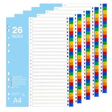 Imagem de Hotyin Divisores De Abas Az, Divisores De Abas De Fichário De Plástico, Divisores De Fichário De Alfabeto Para Fichário De 2/3/4 Argolas, Índice Personalizável, Multicolorido 26 Abas, Conjunto Com