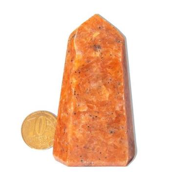 Imagem de 01 Ponta Calcita Laranja Pedra Natural 6 a 7cm Tipo A - CristaisdeCurv