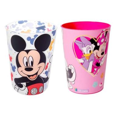 Imagem de Copos Mickey Mouse e Minnie Plástico 320ml Infantil - Plasutil