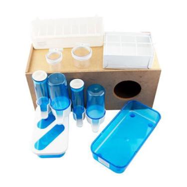 Imagem de Combo Viveiro Para Pássaros Médio Azul Completo Teto Slim