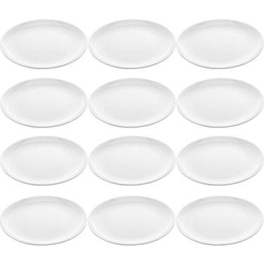Imagem de Conjunto de 12 Pratos de Melamina Brancos 25,5cm para Servir Petiscos 