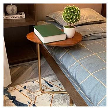 Imagem de Mesa de café, mesa lateral para sofá, móveis domésticos, sala de estar, ferro e cozinha, mesa de parede, mesas de canto pequenas de mesa de chá (cor: marrom) (marrom)