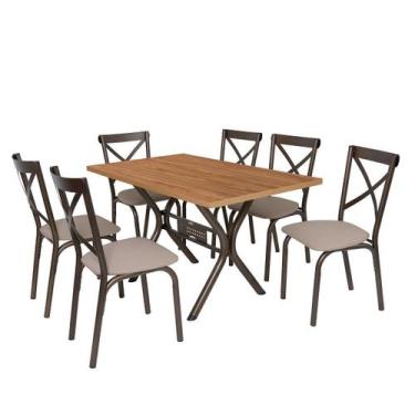 Imagem de Conjunto Mesa Jogo Sala Jantar Ciplafe Karina x 6 Cadeiras Tubo Branco