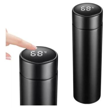 Imagem de Garrafa Térmica Preto 500ml Com Medidor De Temperatura Digital Led - M
