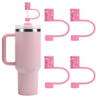 Imagem de Conjunto de acessórios Stanley Cup, 4 peças, capa de canudo de diamante brilhante, tampa de canudos para Stanley 30 e 1,134 g com copos, acessórios de tampa de 1 cm para copos, cobertura de palha para