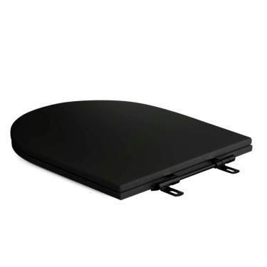 Imagem de Assento Sanitário Poliéster Luxo Carrara Preto Fosco para vaso Deca com Ferragem Preta