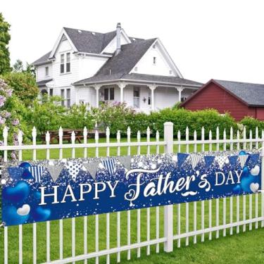 Imagem de FHGG Feliz dia dos pais banner decoração de pano de fundo I Love Dad azul prata glitter guirlanda sinal de fundo foto de família para agradecimento pai festival decoração dia dos pais suprimentos de
