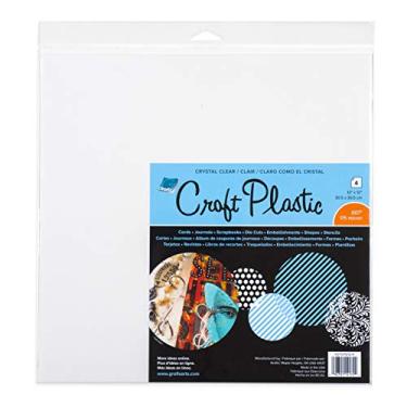 Imagem de Grafix Plástico ultra transparente .007, durável e filme de arquivo, perfeito para artesanato faça você mesmo, estêncil, revistas, cartões, enfeites 3D e mais, 30 x 30 cm, pacote com 4