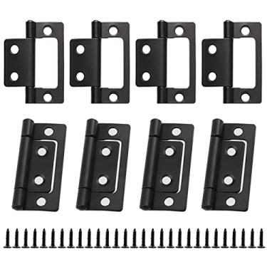 Imagem de MARRTEUM 8 peças de dobradiça de porta de 5 cm sem encaixe, dobradiças de armário pretas com dobra dupla com parafusos para guarda-roupa, janela, móveis, caixas de madeira