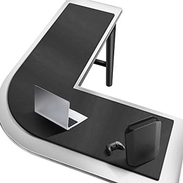Imagem de Cacoy Almofada de mesa em forma de L, tapete de mesa de couro sintético de poliuretano, mouse pad para jogos, capa protetora de mesa impermeável para casa e escritório (preto)