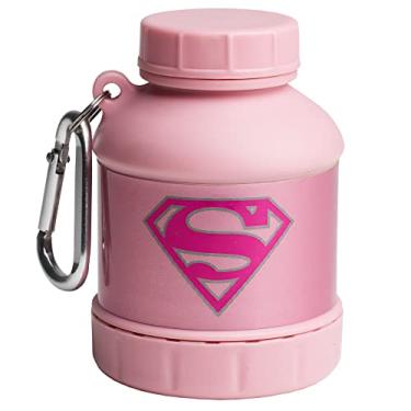 Imagem de Smartshake Recipiente de armazenamento de proteína em pó Supergirl da Liga da Justiça Whey2Go 50 g – Funil de garrafa coqueteleira sem BPA para proteína de soro de leite em pó + shakes de proteína 110