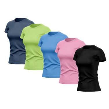 Imagem de Kit 5 Camisas Feminina Manga Curta Dry Fit Proteção Uv - Brás e Cia, M