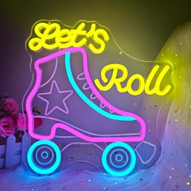 Imagem de CinsYarn Let'S Roll Placa De Neon Para Decoração Parede Patinação Led Regulável Festa Skate Loja Patins Clube Esportivo Up Jogador Quarto Presente