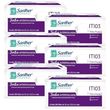 Imagem de Papel Toalha Interfolhado Folha Tripla Santher Maxima Absorção 1200 Folhas