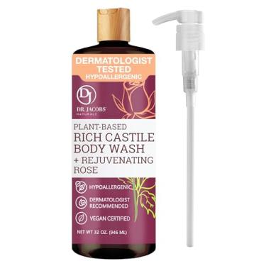 Imagem de DR.JACOBS NATURALS Dr. Jacobs Naturals Castile Rose Sabonete Líquido Corporal Totalmente Natural para Hidratação de Pele Seca E Sensível Shampoo com Ingredientes Vegetais Fórmula Sem Glúten E Conserva