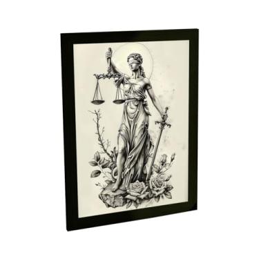 Imagem de Quadro Decorativo Deusa Themis Justiça Direito Ilustração Rosas Decoração Poster Quarto Sala