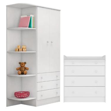 Imagem de Cômoda e Roupeiro com 2 Portas Montreal Branco Branco - CASA H