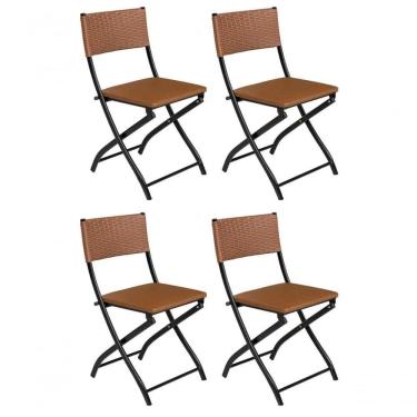 Imagem de Kit 4 Cadeiras Dobravel Caramelo- Bar, Restaurante Aço Junco