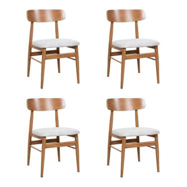 Imagem de Kit 4 Cadeiras De Jantar Delta Estrutura Aço Carbono Laminado Natural Com Estofado Linho Cru