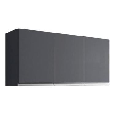 Imagem de Armário Aéreo Multiuso Andreia 120cm 3 Portas Ajl Móveis, Cinza-escuro
