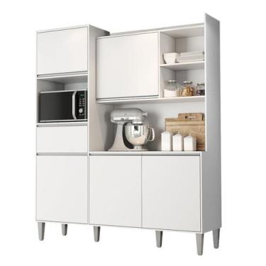 Imagem de Kit Cozinha Compacta 160cm com 5 Portas 1 Gaveta Isabel Branco - AJL M