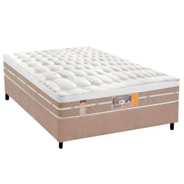 Imagem de Cama Box Casal: Colchão Molas Ensacadas Castor Silver Star Air + Base CRC Suede Clean (138x188)