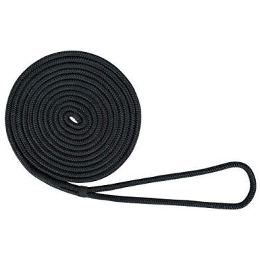 Imagem de USR Corda Nylon Duplo Trançado Dock Line 5/20.3 cm x 50' Preto para Vela e Ancoragem