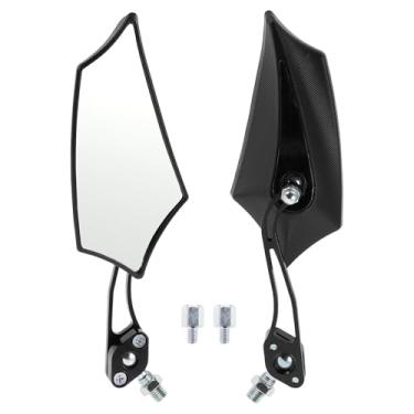 Imagem de INFINAUTO Espelhos retrovisores de motocicleta espelhos de guidão de liga de alumínio plástico preto ajustável M8/M10 forma prismática