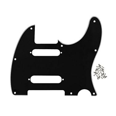 Imagem de IKN Placa de proteção para guitarra Tele com 8 furos 3Ply preta com parafusos para substituição Fender Nashville Telecaster Pickguard