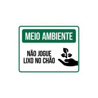 Imagem de Placa Não Jogue Lixo No Chão Sinalização Meio Ambiente 27X35