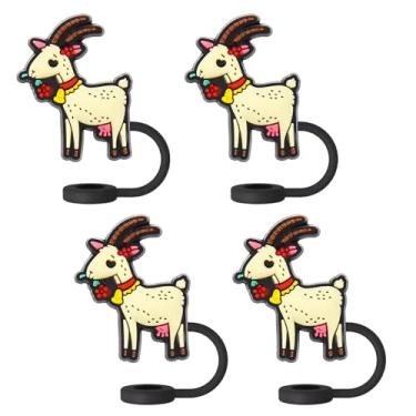 Imagem de Topos de palha de cabra para copos Stanley; tampas de palha de cabra compatíveis com copos Stanley de 30 e 1,134 g, topo de canudos reutilizáveis e de silicone para pontas de 0,4 polegadas/10 mm, 4