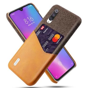 Imagem de Capa para Xiaomi Mi 9 Lite,Tela e tampa de couro PU,Antideslizante,360°cobertura completa à prova de choque com 1 slot de cartão atrás,Prevenção de queda-Brown
