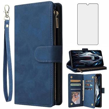 Imagem de Asuwish Capa carteira compatível com Xiaomi Redmi K50/RedmiK50 Pro e protetor de tela de vidro temperado, capa flip de couro, suporte de cartão, acessórios de celular, capas de telefone para Redme K