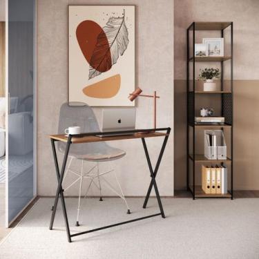 Imagem de Conjunto Escritório Sala Estilo Industrial Mesa, Estante - LaCasaMia