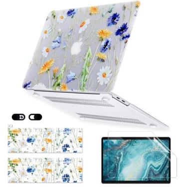 Imagem de iDonzon Capa para MacBook Pro de 13 polegadas M2 M1 A2338 A2289 A2251 A2159 A1989 A1706 versão 2023-2016 com Touch ID, capa transparente fosca 6 em 1, capa de teclado, protetor de tela e capa para