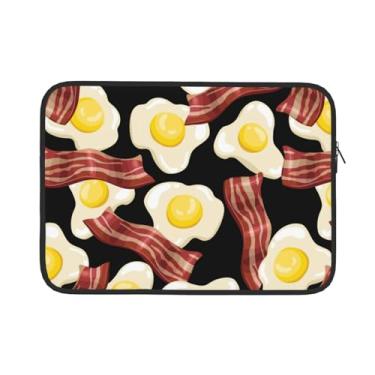 Imagem de Capa para laptop com ovos fritos e bacon, bolsa portátil para laptop, pasta durável à prova de choque, capa protetora para notebook de 13 polegadas