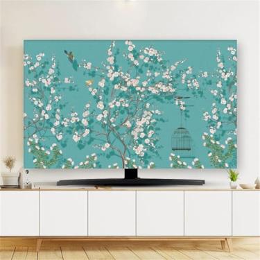 Imagem de Capa de TV com estampa floral para ambientes internos para tela de televisão elástica de 81 a 203 cm, tecido elástico para tela de televisão e PC decorativa-flor1||55 polegadas