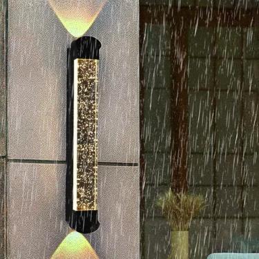 Imagem de Candeeiros de parede LED modernos de cristal ao ar livre IP65 à prova d'água de alumínio preto arandelas de parede com holofote luminária de parede de varanda interna/externa para trilhos de terraço