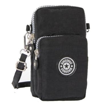 Imagem de Pequena bolsa transversal feminina bolsa para celular braçadeira capa carteira para Samsung Galaxy S25 S24 S23 Z Flip 6 Pixel 9 8 iPhone 16 15 (preto)