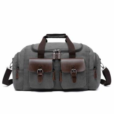 Imagem de Bolsa Mala Mão Viagem Academia Resistente Ajustável Cor Cinza Liso - T