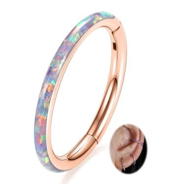 Imagem de Piercing de nariz Peaklink 20G 18G 16G 14G CZ/opala de aço inoxidável sem costura com segmento articulado, septo, concha, helix, cartilagem, 6/7/8//9/10/12 mm